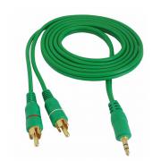 Аудио кабел Stereo Jack 3.5mm - 2RCA, зелен, 1.5 метра
