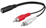 Аудио кабел разклонител 2RCA мъжки - Stereo Jack 3.5mm женски, 0.2 метра