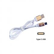 Кабел USB TYPE C, за Трансфер на Данни и Зареждане, бял, 1 метър