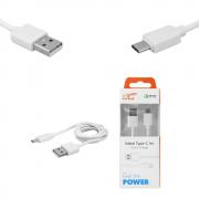 Кабел USB TYPE C, за Трансфер на Данни и Зареждане, бял, 1 метър